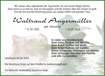 Traueranzeige von Waltraud Angermüller von Neue Presse Coburg