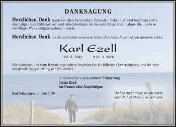 Traueranzeige von Karl Ezell von Südthüringer Presse