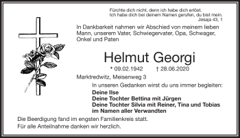 Traueranzeige von Helmut Georgi von Frankenpost
