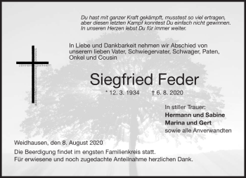Traueranzeige von Siegfried Feder von Neue Presse Coburg