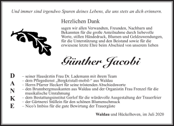 Traueranzeige von Günther Jacobi von Südthüringer Presse