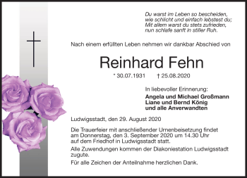 Traueranzeige von Reinhard Fehn von Neue Presse Coburg