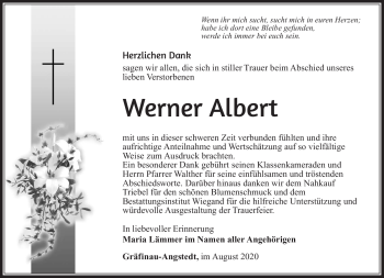 Traueranzeige von Werner Albert von Südthüringer Presse