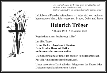 Traueranzeige von Heinrich Tröger von Frankenpost