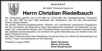 Traueranzeige von Christian Riedelbauch von Frankenpost