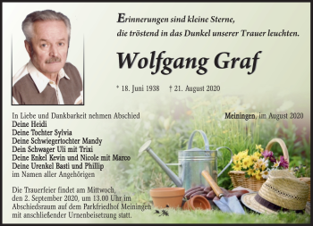 Traueranzeige von Wolfgang Graf von Südthüringer Presse