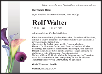 Traueranzeige von Rolf Walter von Südthüringer Presse