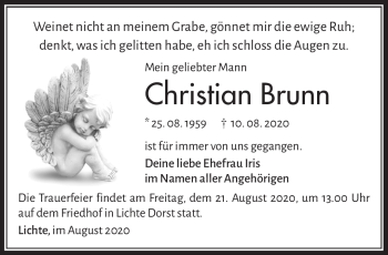 Traueranzeige von Christian Brunn von Südthüringer Presse