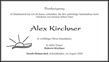 Traueranzeige von Alex Kirchner von Südthüringer Presse