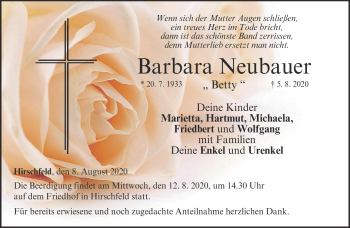 Traueranzeige von Barbara Neubauer von Neue Presse Coburg