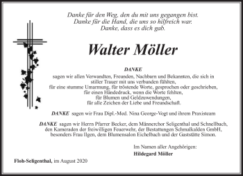 Traueranzeige von Walter Möller von Südthüringer Presse