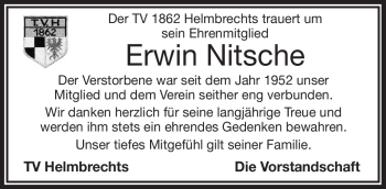 Traueranzeige von Erwin Nitsche von Frankenpost