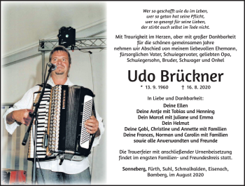 Traueranzeige von Udo Brückner von Südthüringer Presse