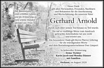 Traueranzeige von Gerhard Arnold von Südthüringer Presse