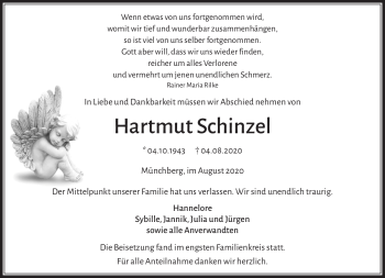 Traueranzeige von Hartmut Schinzel von Frankenpost