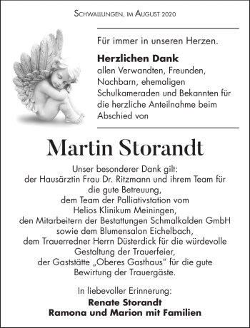 Traueranzeige von Martin Storandt von Südthüringer Presse