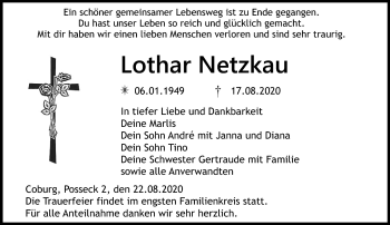 Traueranzeige von Lothar Netzkau von Neue Presse Coburg