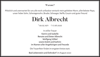 Traueranzeige von Dirk Albrecht von Südthüringer Presse
