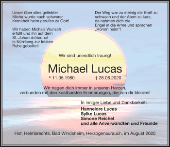 Traueranzeige von Michael Lucas von Frankenpost