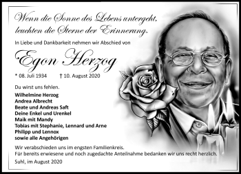 Traueranzeige von Egon Herzog von Südthüringer Presse