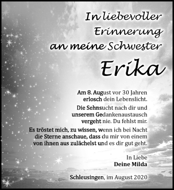 Traueranzeige von Erika Zeidler von Südthüringer Presse