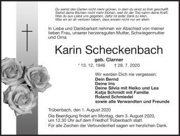 Traueranzeige von Karin Scheckenbach von Neue Presse Coburg