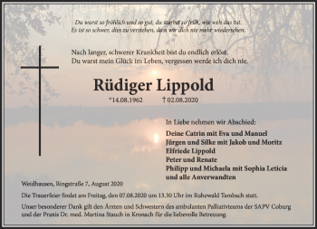 Traueranzeige von Rüdiger Lippold von Neue Presse Coburg