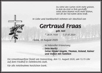 Traueranzeige von Gertraud Fraas von Frankenpost