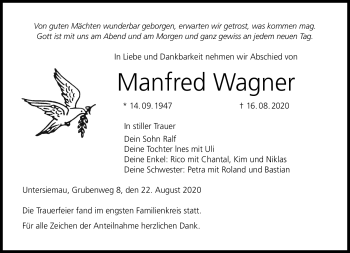Traueranzeige von Manfred Wagner von Neue Presse Coburg