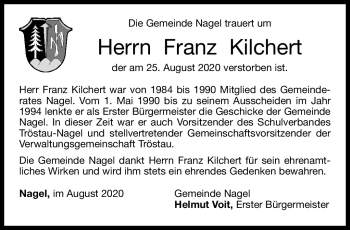 Traueranzeige von Franz Kilchert von Frankenpost