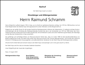 Traueranzeige von Raimund Schramm von Neue Presse Coburg