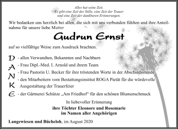 Traueranzeige von Gudrun Ernst von Südthüringer Presse