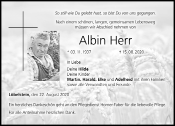Traueranzeige von Albin Herr von Neue Presse Coburg