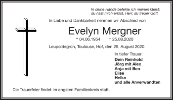 Traueranzeige von Evelyn Mergner von Frankenpost