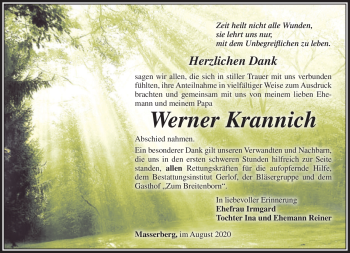 Traueranzeige von Werner Krannich von Südthüringer Presse