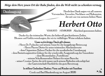 Traueranzeige von Herbert otto von Südthüringer Presse
