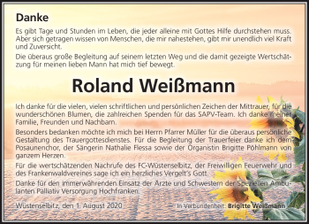 Traueranzeige von Roland Weißmann von Frankenpost