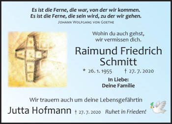 Traueranzeige von Raimund Friedrich Schmitt von Neue Presse Coburg