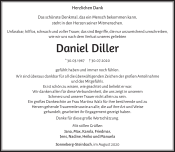 Traueranzeige von Daniel Diller von Südthüringer Presse