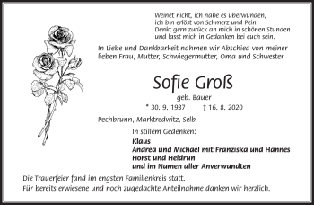 Traueranzeige von Sofie Groß von Frankenpost