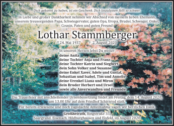 Traueranzeige von Lothar Stammberger von Südthüringer Presse