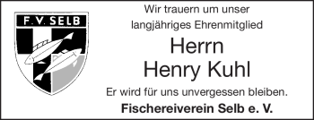 Traueranzeige von Henry Kuhl von Frankenpost