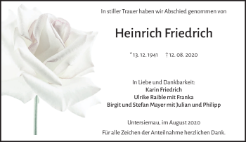 Traueranzeige von Heinrich Friedrich von Neue Presse Coburg