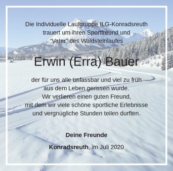 Traueranzeige von Erwin Bauer von Frankenpost