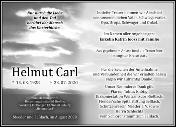 Traueranzeige von Helmut Carl von Neue Presse Coburg