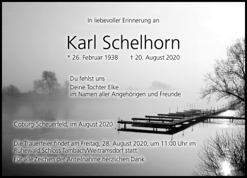 Traueranzeige von Karl Schelhorn von Neue Presse Coburg