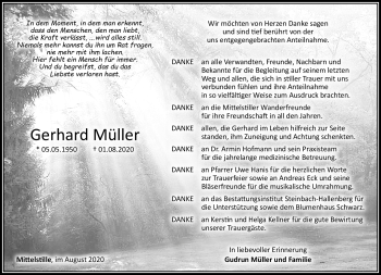 Traueranzeige von Gerhard Müller von Südthüringer Presse