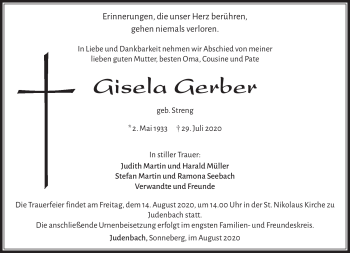 Traueranzeige von Gisela Gerber von Südthüringer Presse