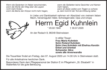 Traueranzeige von Egid Kuhnlein von Neue Presse Coburg