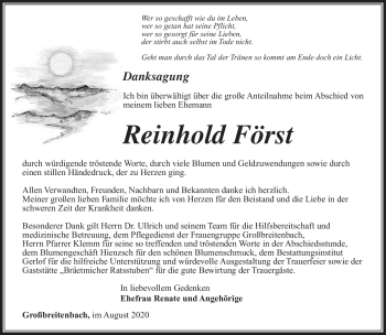 Traueranzeige von Reinhold Först von Südthüringer Presse